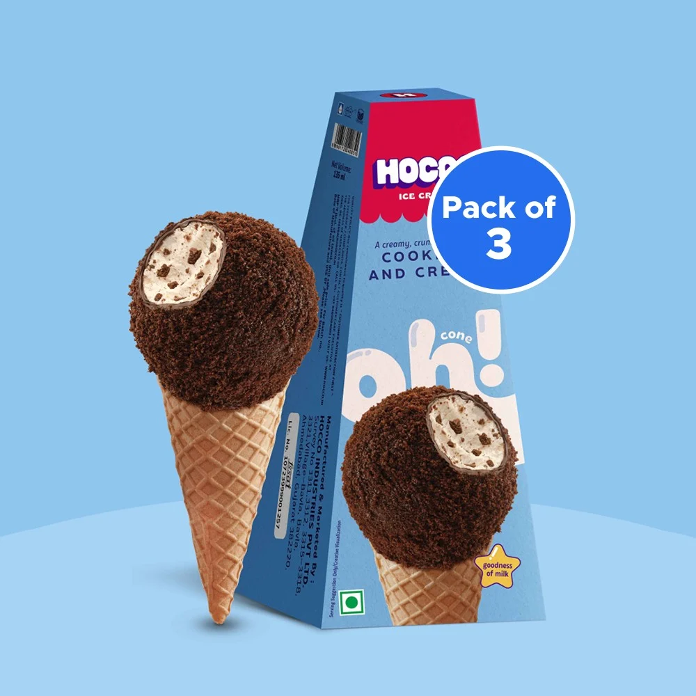 Hocco Cookies & Cream Ice Cream Cone - Pack of 3